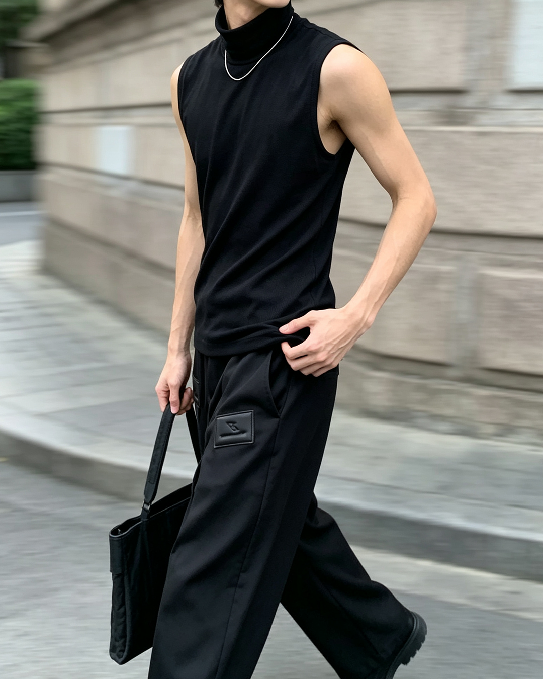 Men's Sleeveless Turtleneck Knit Tank Top, Slim Fit Solid Layering Vest