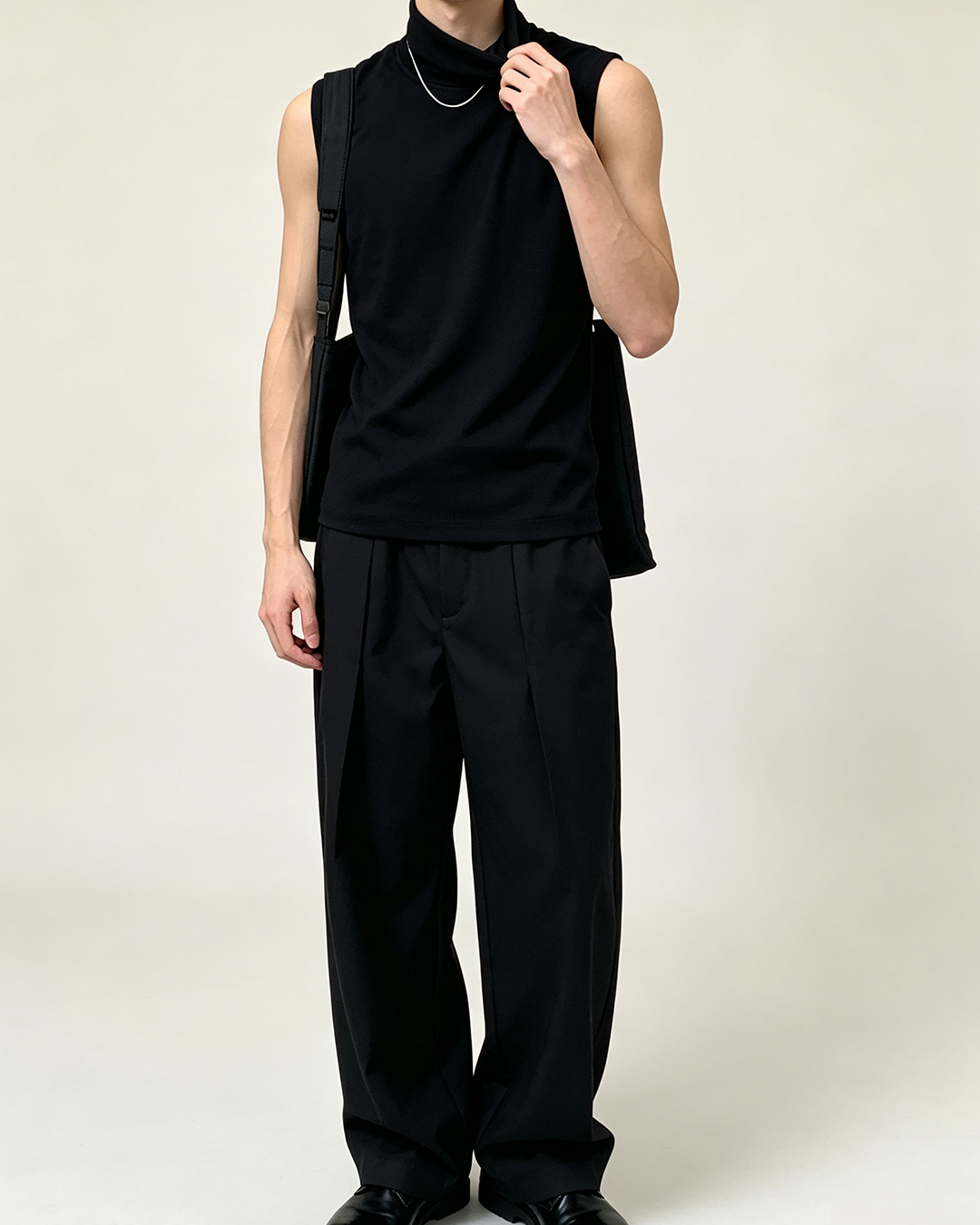 Men's Sleeveless Turtleneck Knit Tank Top, Slim Fit Solid Layering Vest